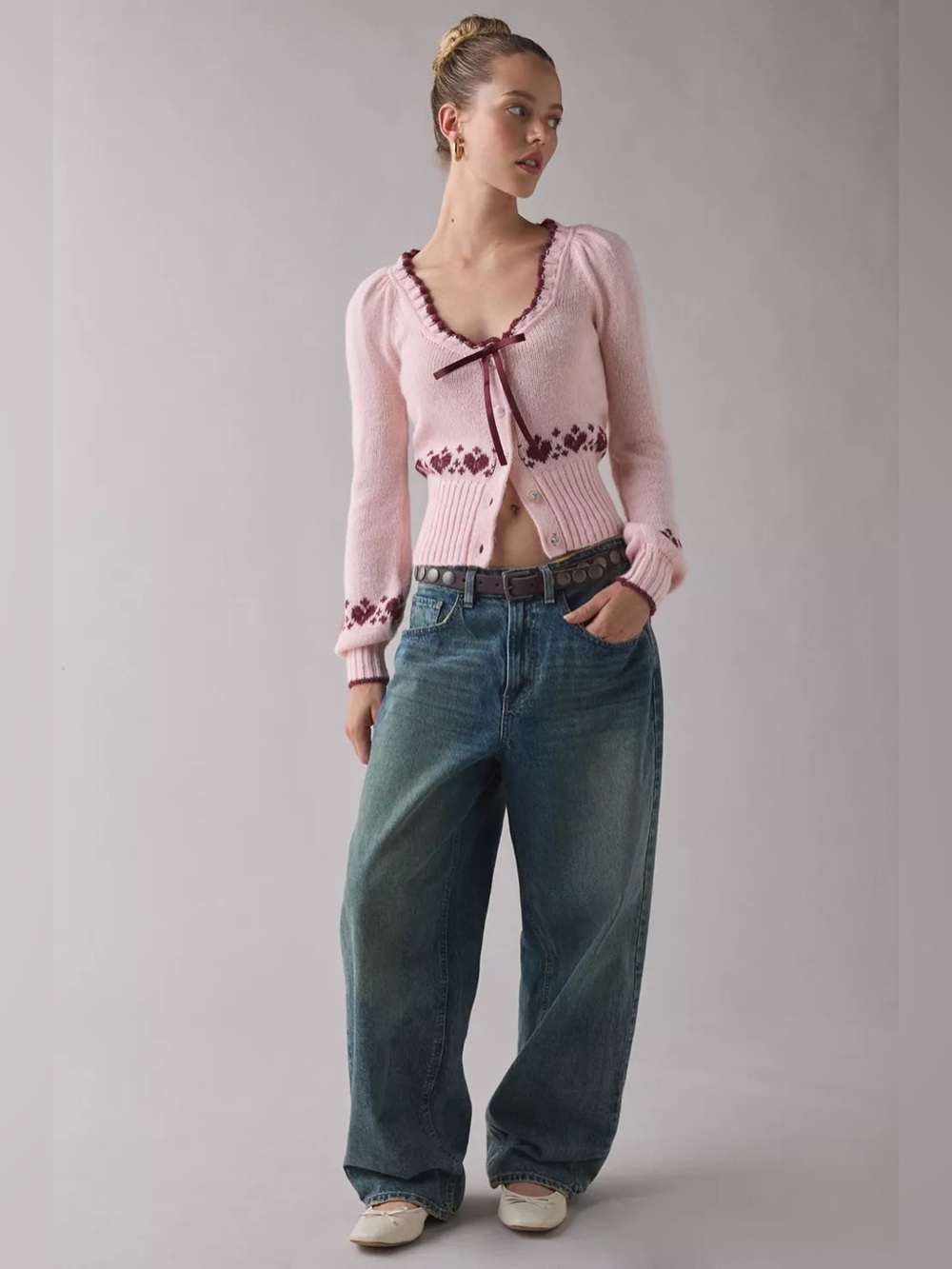 Urban Outfitters Kimchi Blue Alice Femme Fair Isle Cropped Cardigan XS NWOT - Picture 4 of 13